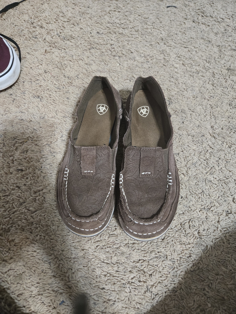 Ariat Brown Paisley-Textured Slip-Ons